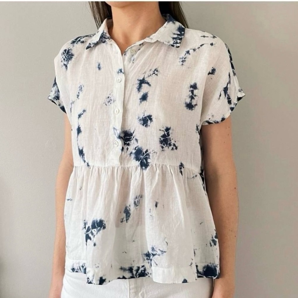 Rachel Zoe 100% Linen Tie Dye Empire Top XS